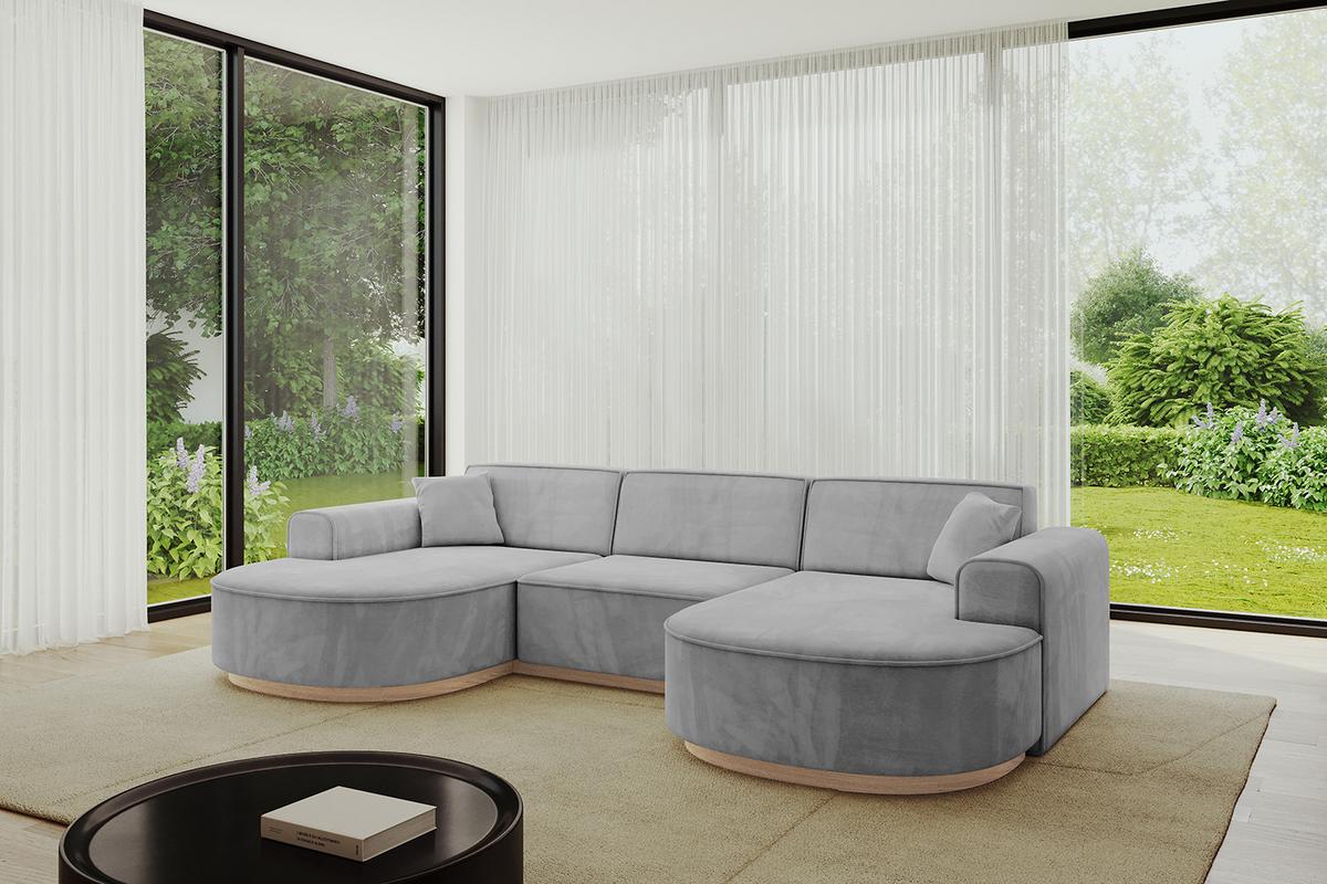 WOHNLANDSCHAFT MARI-U1-v1 - 303x171x83 cm Grau Velours - Grau, Holzwerkstoff/Textil (303/83/171cm) - ALTDECOR