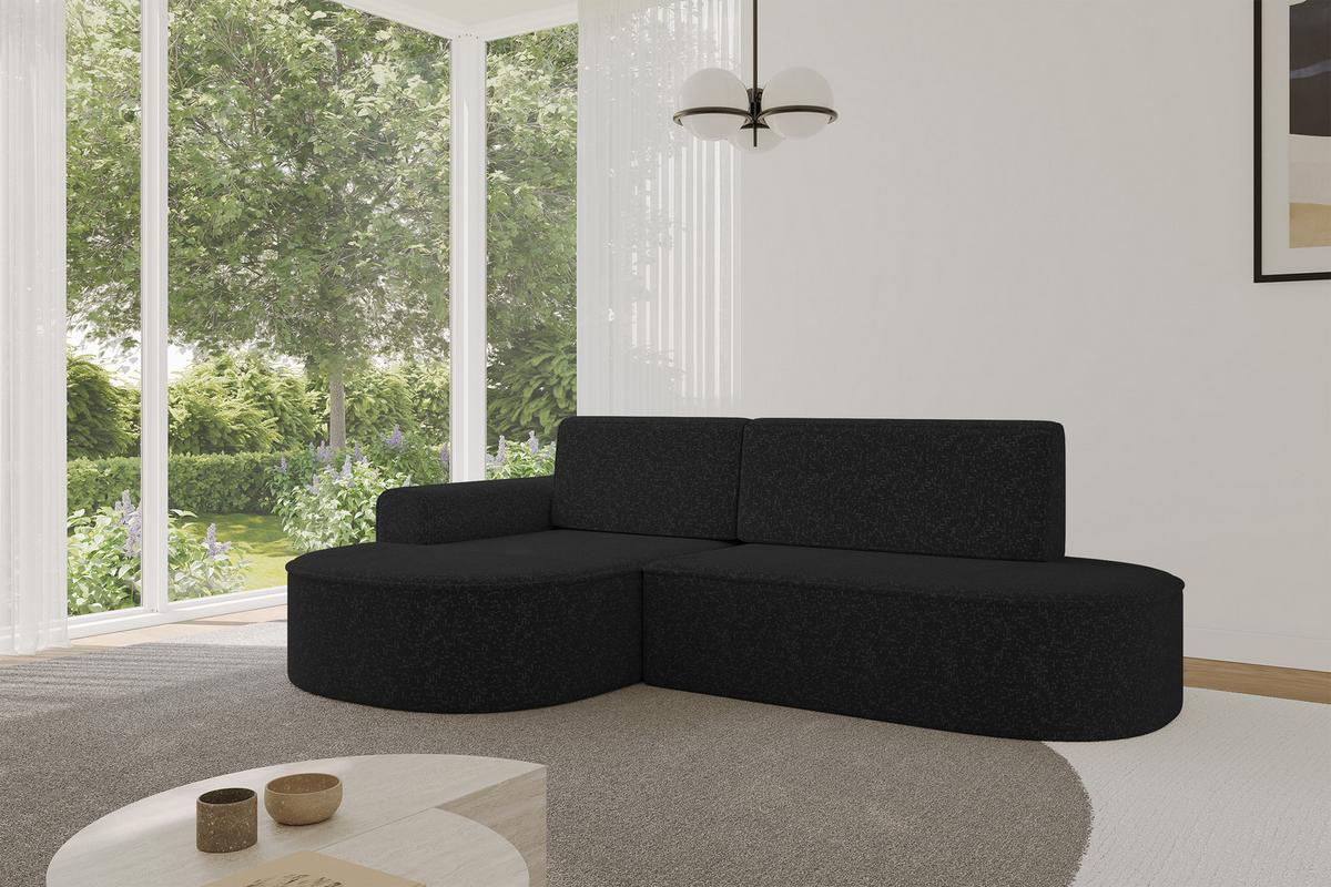 ECKSOFA mit Schlaffunktion und Bettkasten Ottomane Links MARI-L1-S - 283x167x73 cm Schwarz Tissu - Schwarz, Holzwerkstoff/Kunststoff (283/167cm) - ALTDECOR