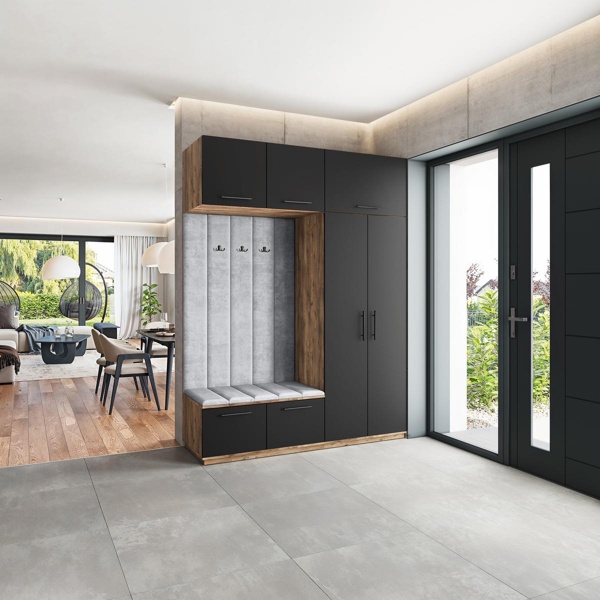 GARDEROBENSCHRANK REMA 180/240/60 cm Modern Eichefarben - Eichefarben/Hellgrau, Holzwerkstoff (180/240/60cm) - MASSENO