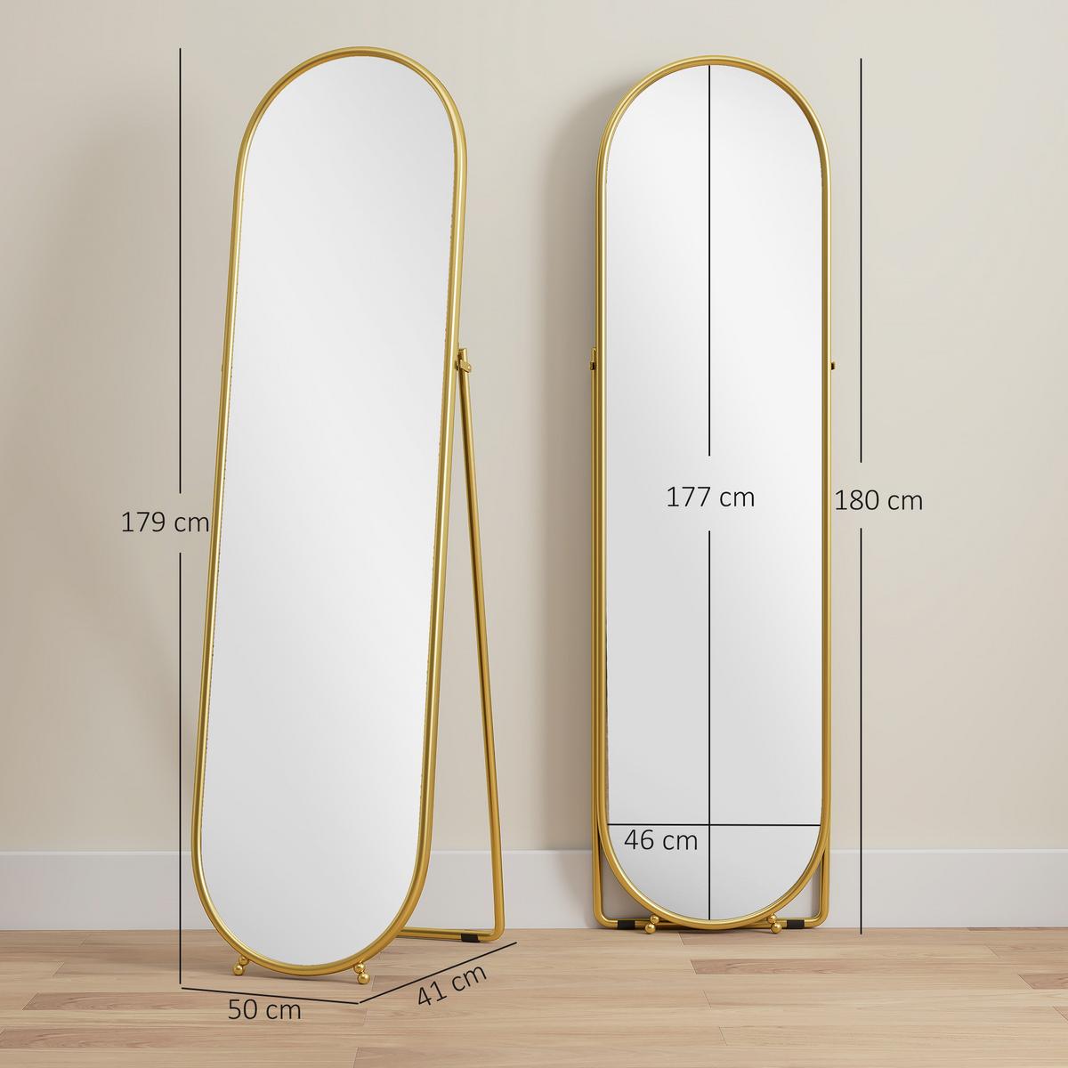 GANZKÖRPERSPIEGEL Metall Glas Gold - Goldfarben, Glas (4/180/50cm) - HOMCOM