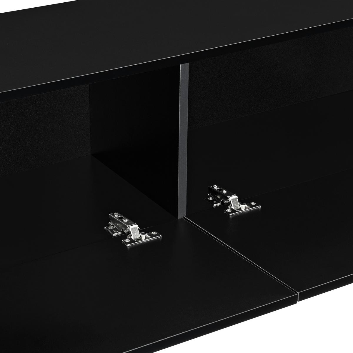 HÄNGELOWBOARD Evaton - Schwarz Hochglanz, Holzwerkstoff (140/30/33cm) - [en.casa]