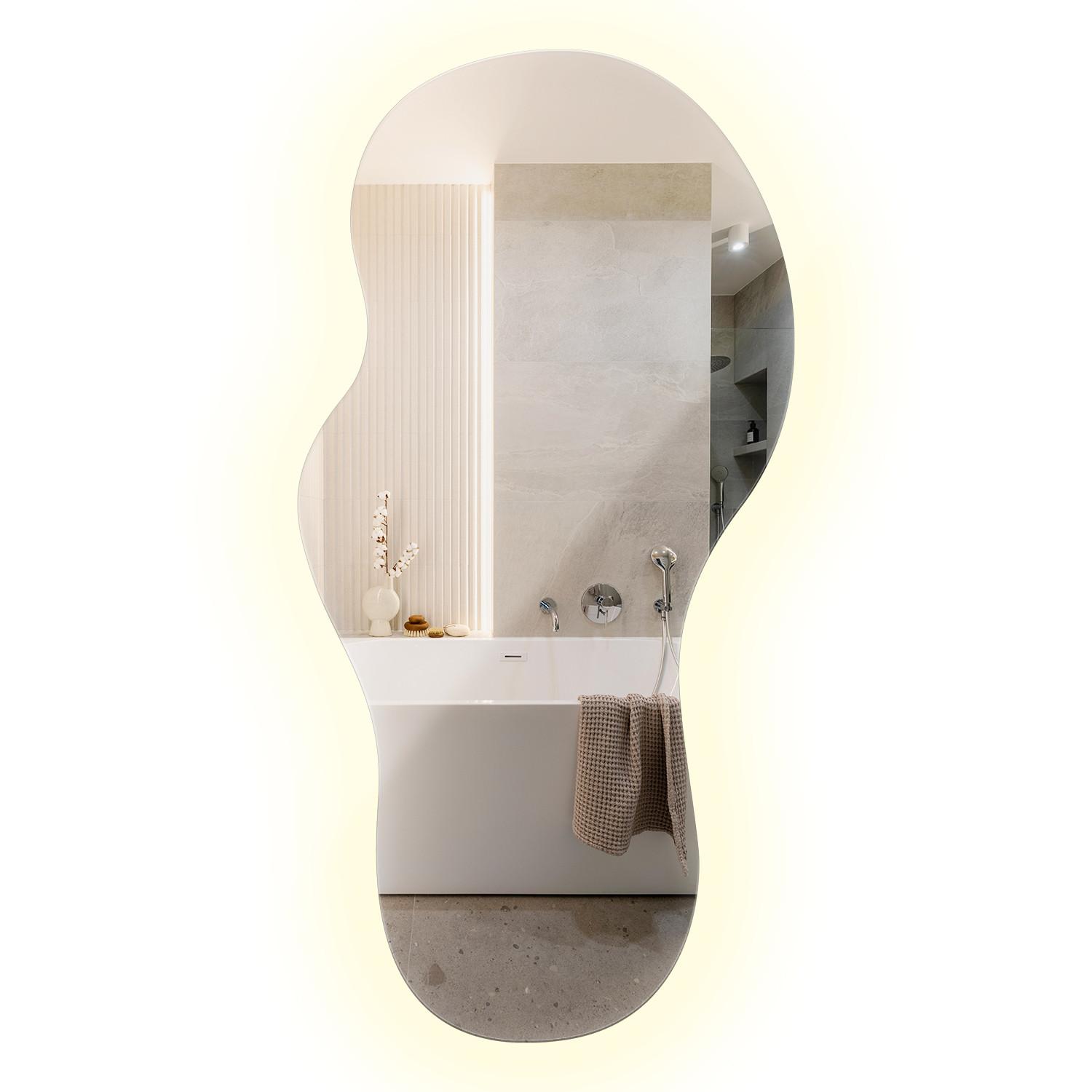 LED WANDSPIEGEL 45x90 cm asymmetrisch 4000K - Hellblau, Glas (45/90/0.4cm) - TULUP