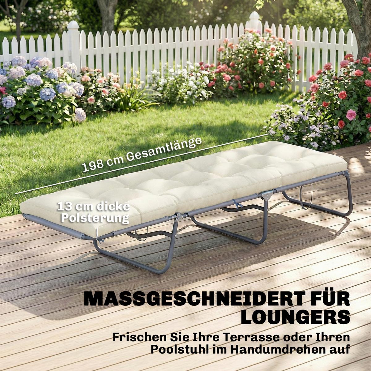 SITZKISSEN aus Polyester & PP-Baumwolle Beige - Beige, Textil (65/13/198cm) - Outsunny