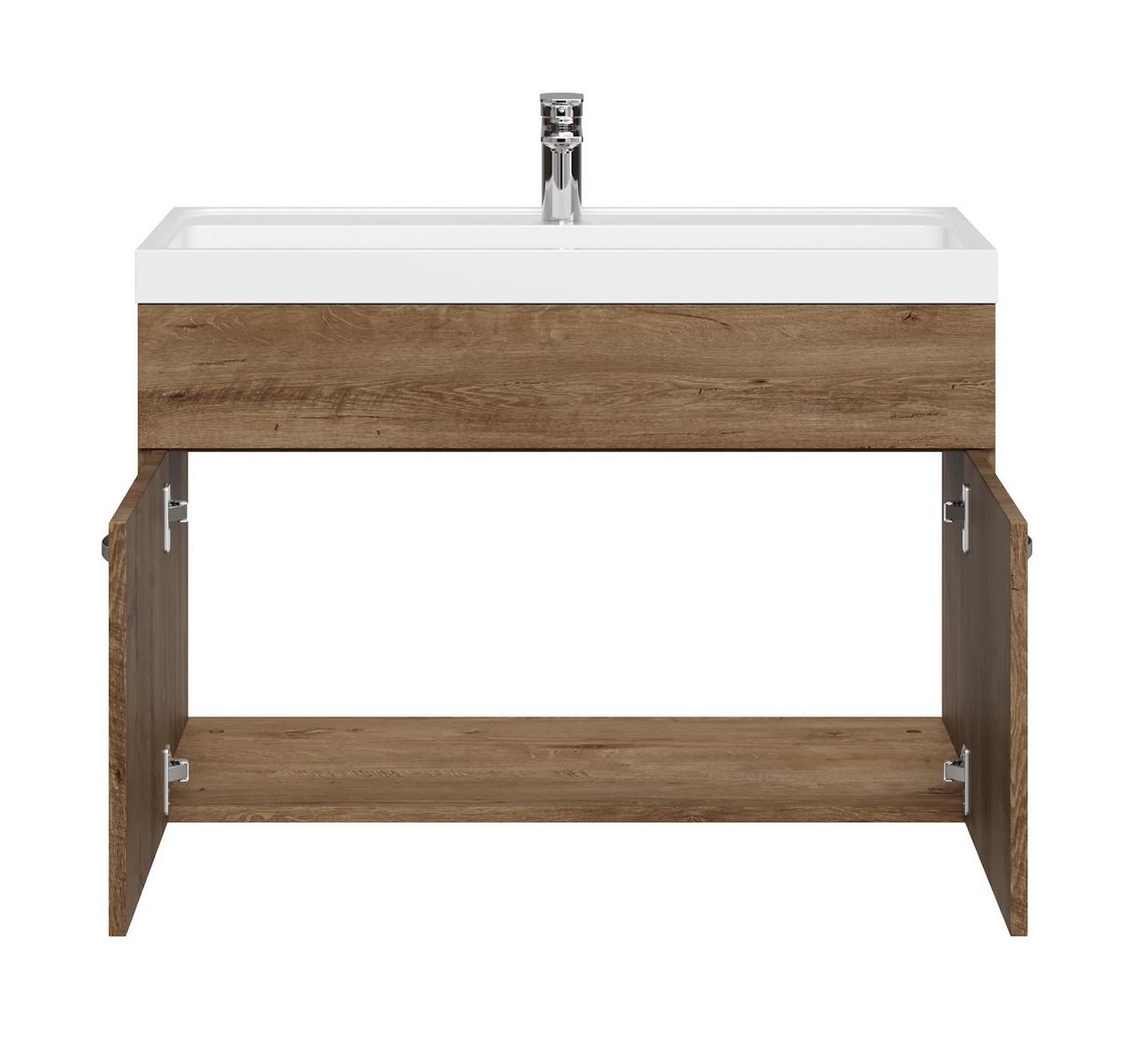 BADMÖBEL-SET Paso 2 Teile Braun Eiche - 80 x 35 x 55 cm - Eichefarben/Braun, Holz (80/55/40cm) - Badplaats