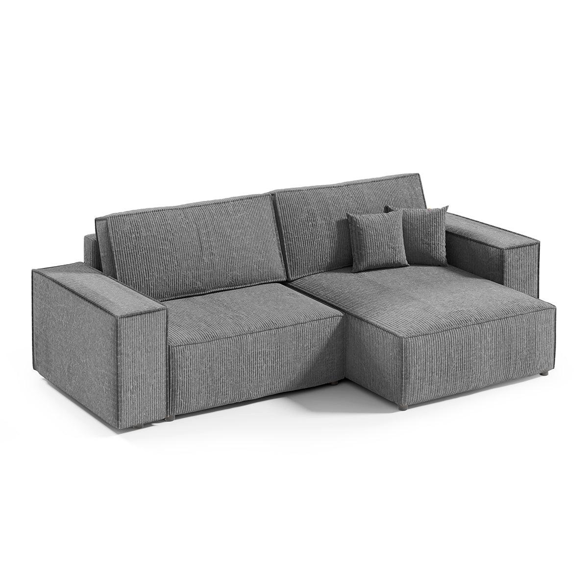 ECKSOFA Isaac 3 Sitzplätze Grau - Grau, Holz (257/148cm) - Petits-meubles