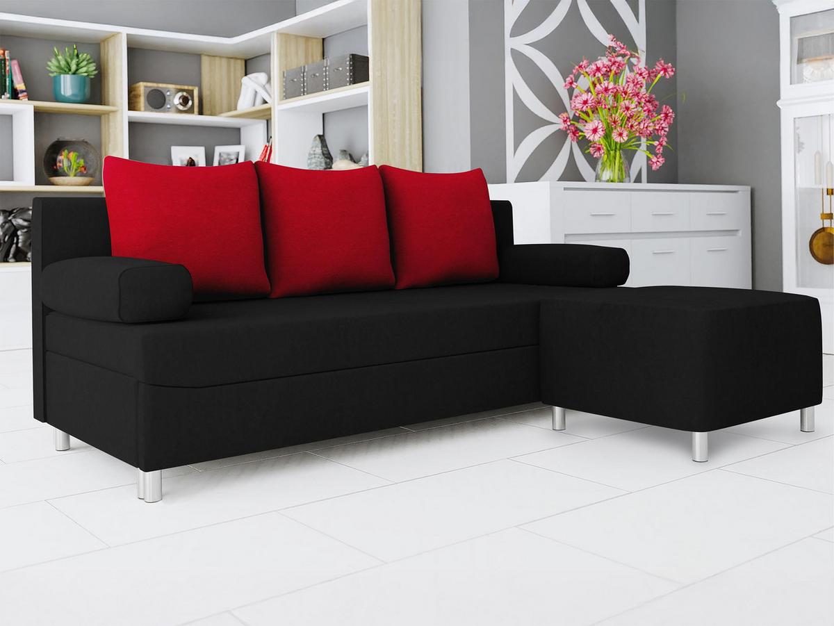SCHLAFSOFA Dover mit Polsterhocker - Chromfarben/Rot, Holz/Kunststoff (192/86/80cm) - MIRJAN24