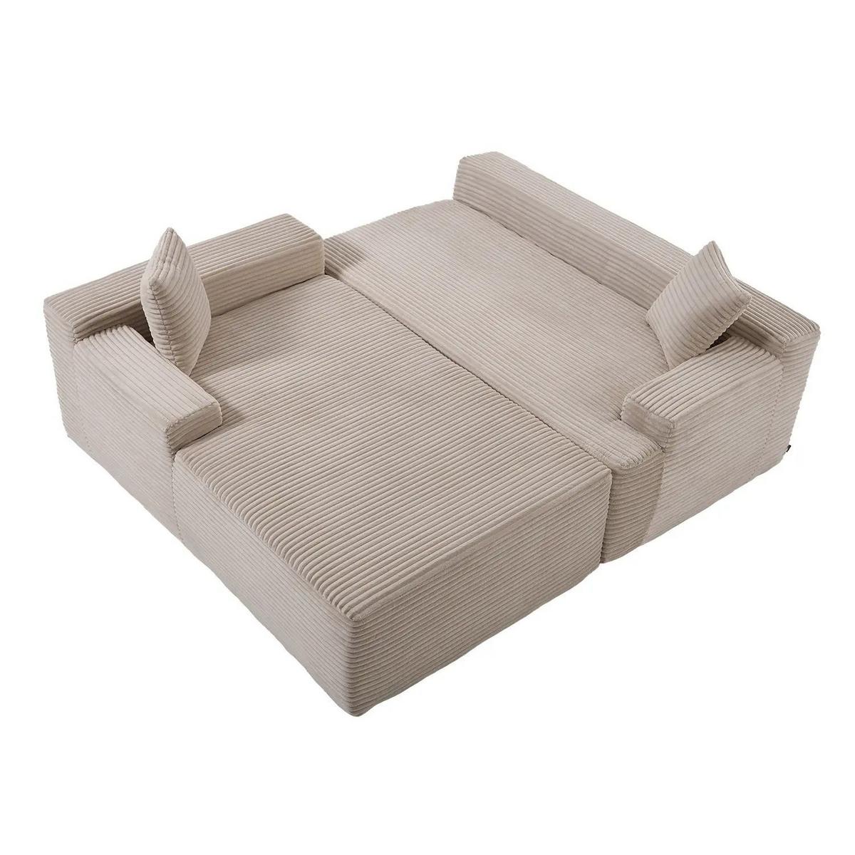 SOFA Corede taupe Cord - Taupe, Textil (155/250cm) - Juskys