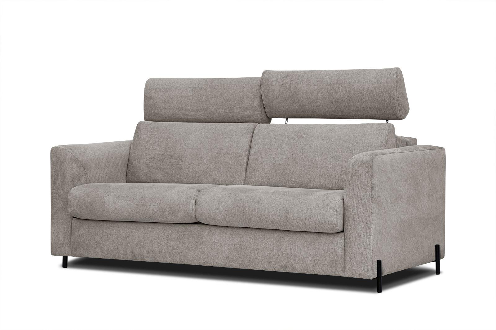 SOFA MEZO 3-Sitzer mit Schlaffunktion, taupe - Taupe/Schwarz, Holz/Textil (232/90/107cm) - Wozimo