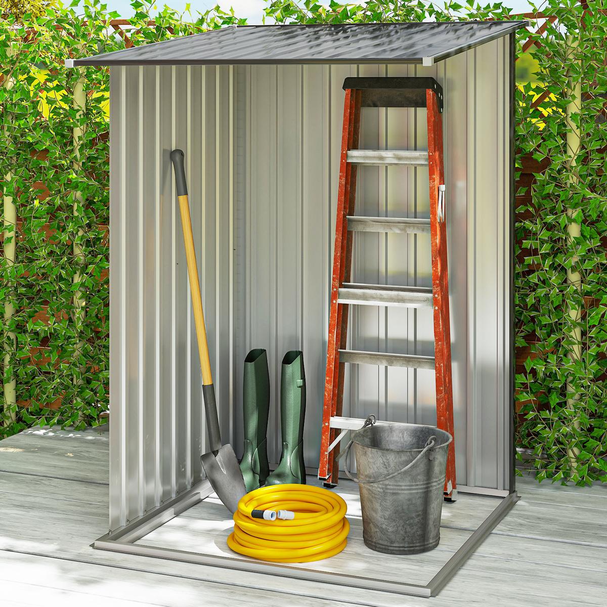 GERÄTEHAUS mit Pultdach 1 x 1 m Metall Gartenhaus 0,92m² verzinkter Stahl Grau - Dunkelgrau, Metall (103/160/100cm) - Outsunny