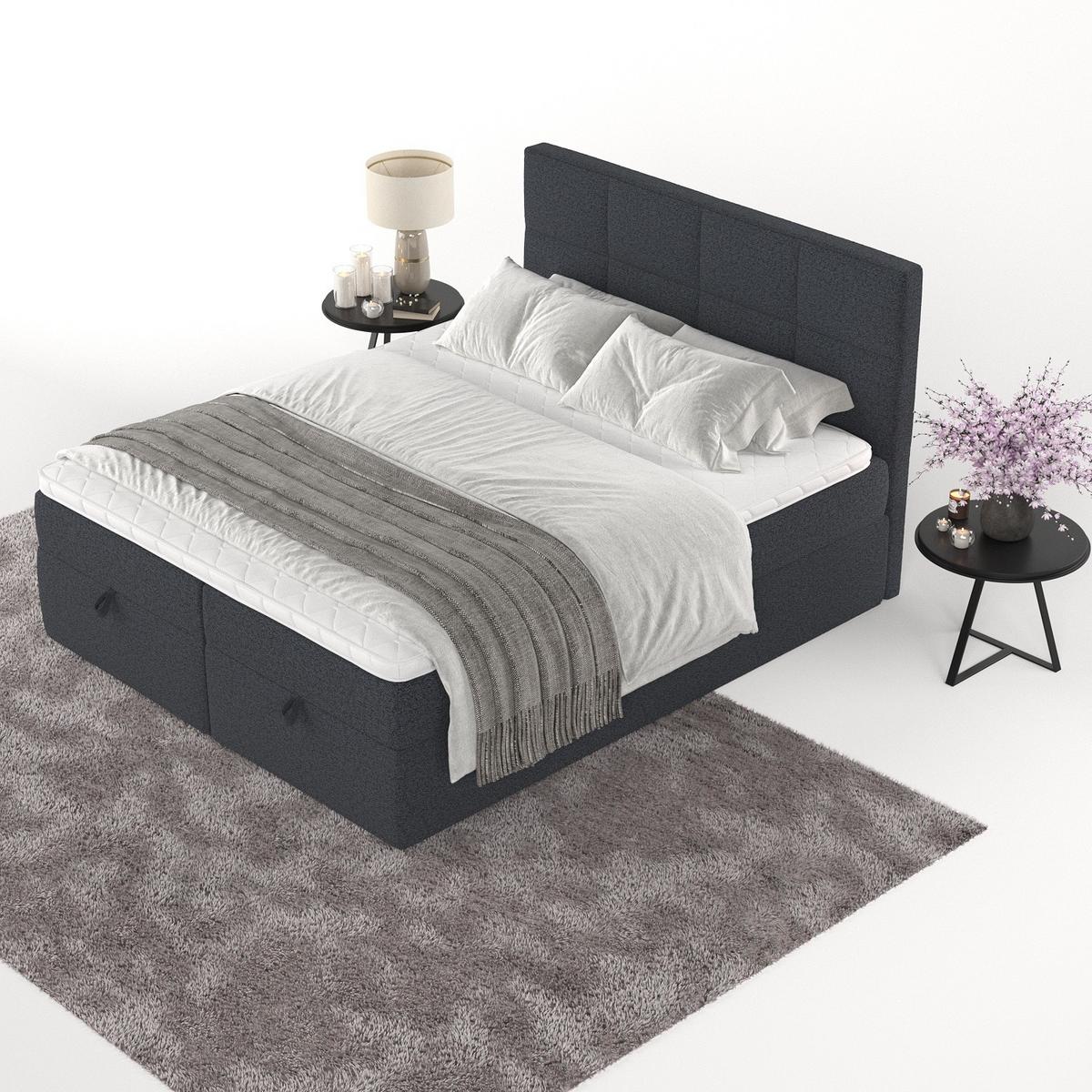 BOXBETT Velto 160/200 cm Anthrazit im Riva Stoff - Anthrazit/Schwarz, Holz/Holzwerkstoff (160/200cm) - AltaBeds