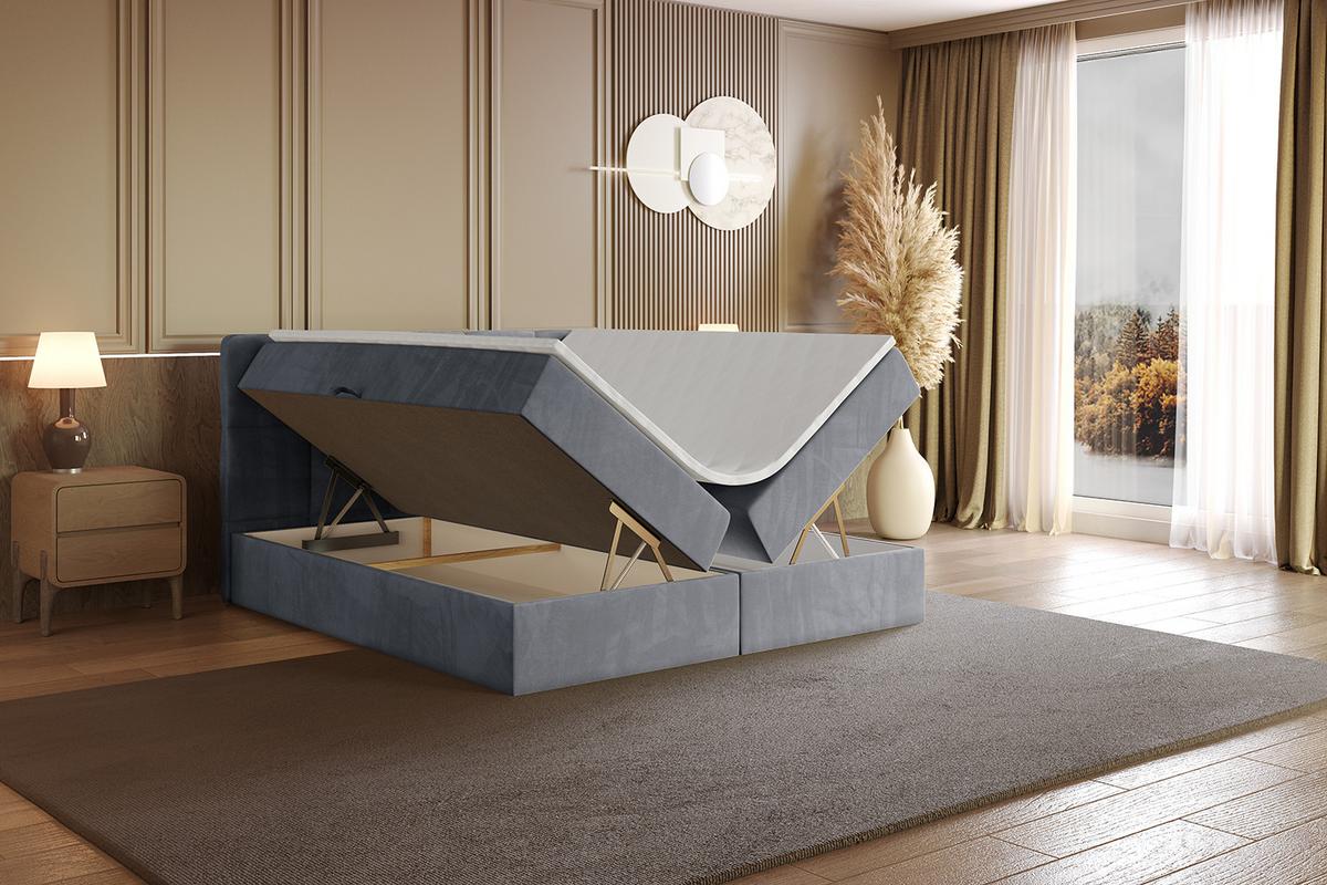 BOXBETT mit Matratze H4 und Lattenrost - LIRO - 200x200 - Grau Casablanca - Grau, Holzwerkstoff/Kunststoff (200/200cm) - ALTDECOR