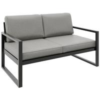 GARTENBANK Bellano Outdoor 2-Sitzer Polster-Loungebank, Stahlgestell Schwarz, Taupe 76/146/80 cm - Beige, Textil (146/86/80cm) - WFL GROUP