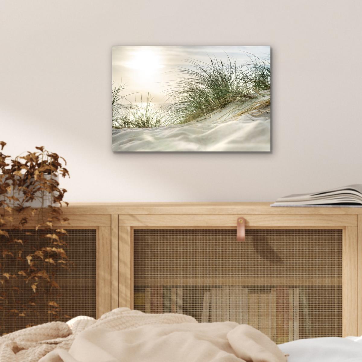 METALLBILD Dünen mit Strandhafer in der Sonne des Nationalparks Schleswig-Holsteinisches Wattenmeer 30x20 cm - Creme, Metall (30/20cm) - MuchoWow