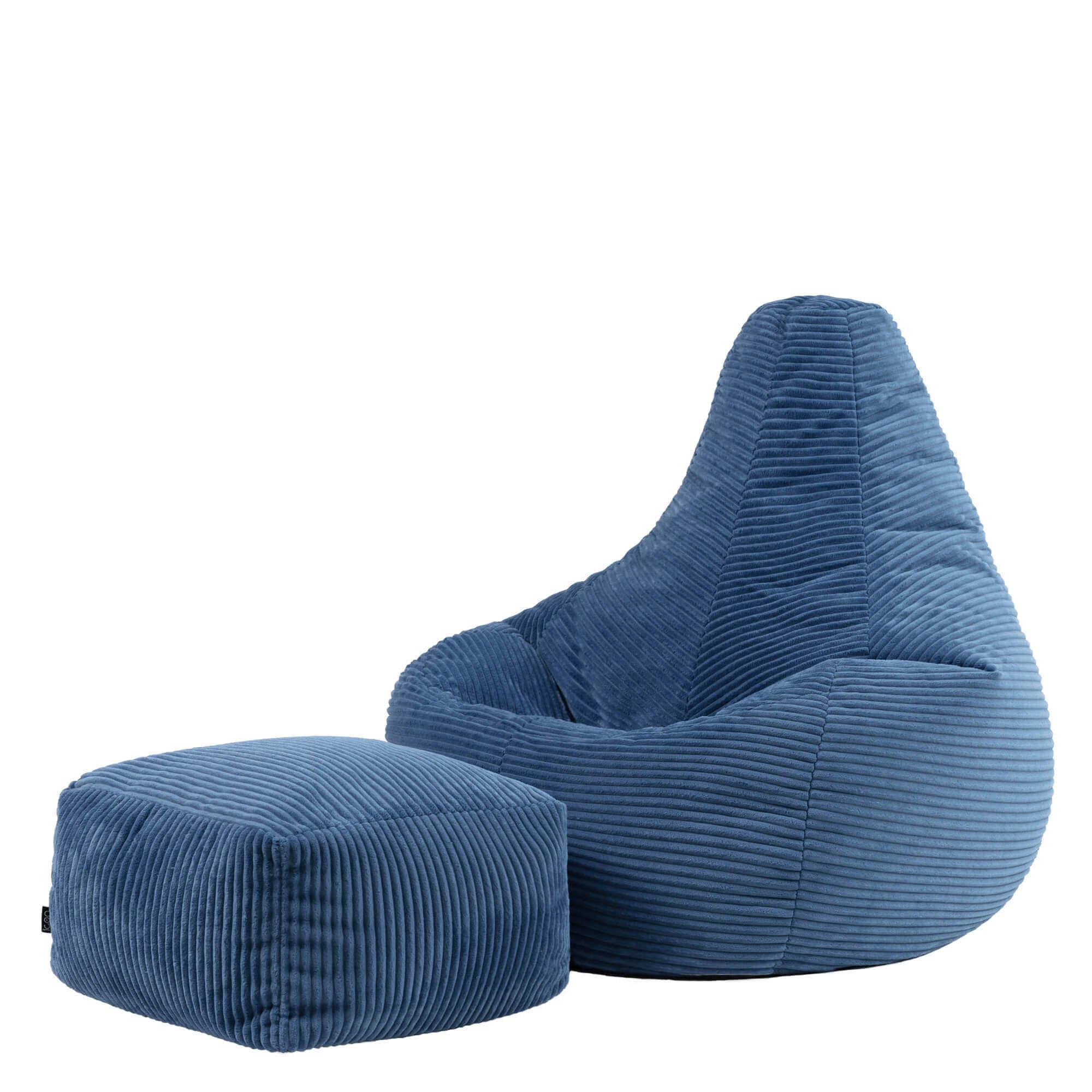 SITZSACK Dalton mit Hocker - Blau, Textil (82/76/82cm) - icon