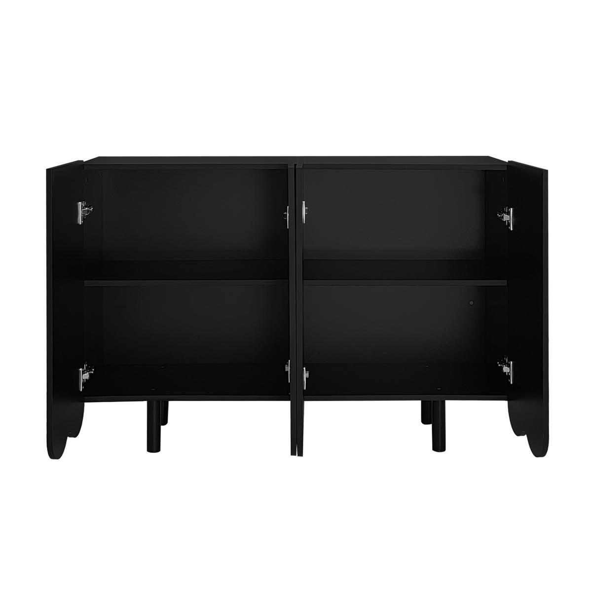 SIDEBOARD mit Metallfüßen und Rillen-Design - Schwarz, Holzwerkstoff/Metall (120/80/38cm) - Urban Meuble