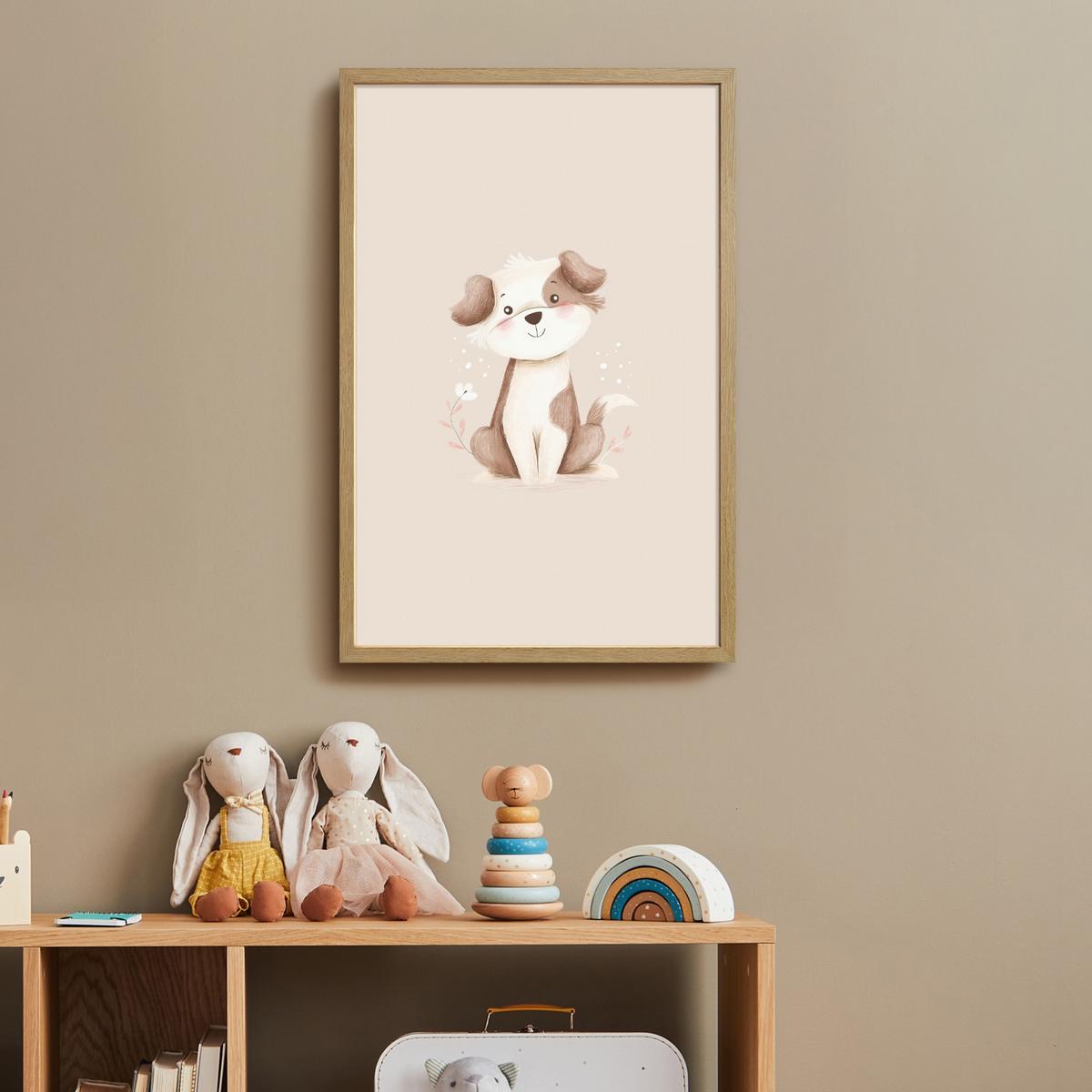 NACHTTISCHLAMPE MIT AKKU Hund - Gefleckt - Braun 40x60 cm - Beige, Holzwerkstoff (8/40/60cm) - OnlyWow