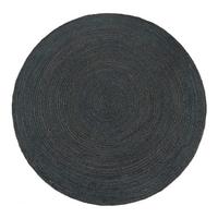 NATURTEPPICH handgewebt wendbar, im Boho-Stil, Anthrazit, Ø 80 cm - Anthrazit, Textil (80/80cm) - KADIMA DESIGN