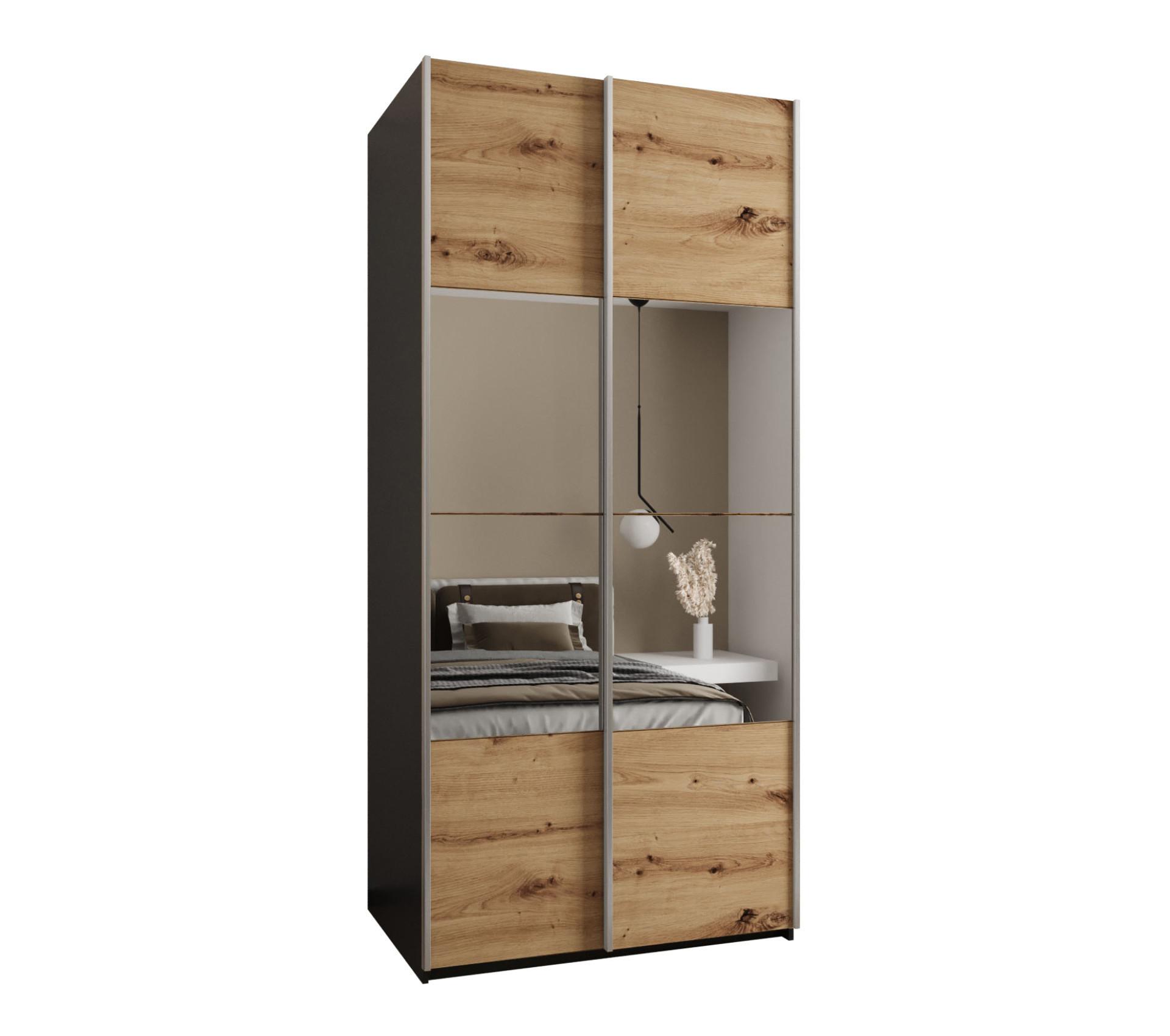 SCHWEBETÜRENSCHRANK 245,5/110/64 2-türig - Silberfarben/Schwarz, Holz/Metall (110/245/64cm) - Abiks Möbel