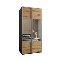SCHWEBETÜRENSCHRANK 245,5/110/64 2-türig - Silberfarben/Schwarz, Holz/Metall (110/245/64cm) - Abiks Möbel
