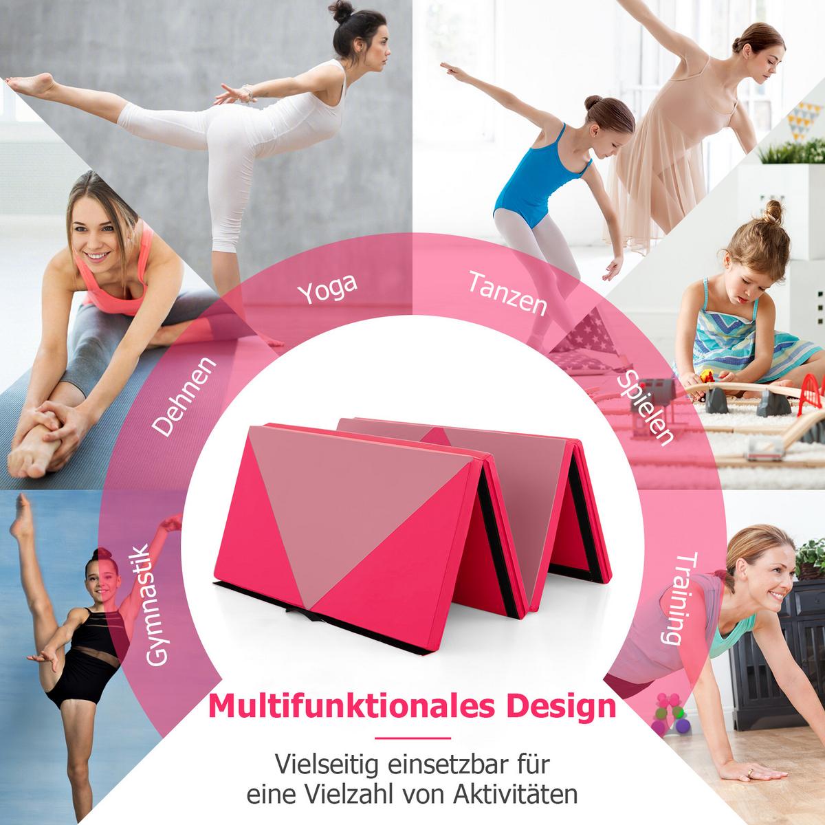 SPORTMATTE Rosa - Pink/Altrosa, Leder (240/120cm) - COSTWAY