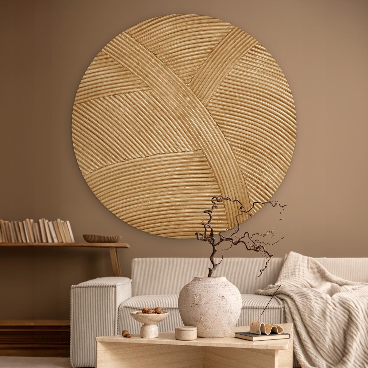 WANDBILD Struktur - Natur - Kunst - Rattan Wandbild 120x120 cm - Naturfarben, Kunststoff (120/120cm) - MuchoWow