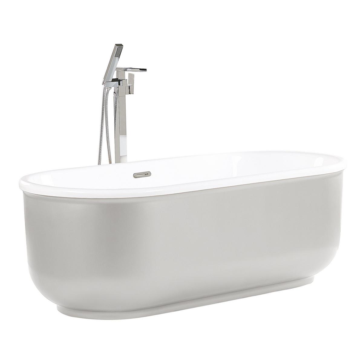 BADEWANNE FREISTEHEND 80x170x59 cm silber Pinel - Silberfarben, Kunststoff (80/59/170cm) - Beliani