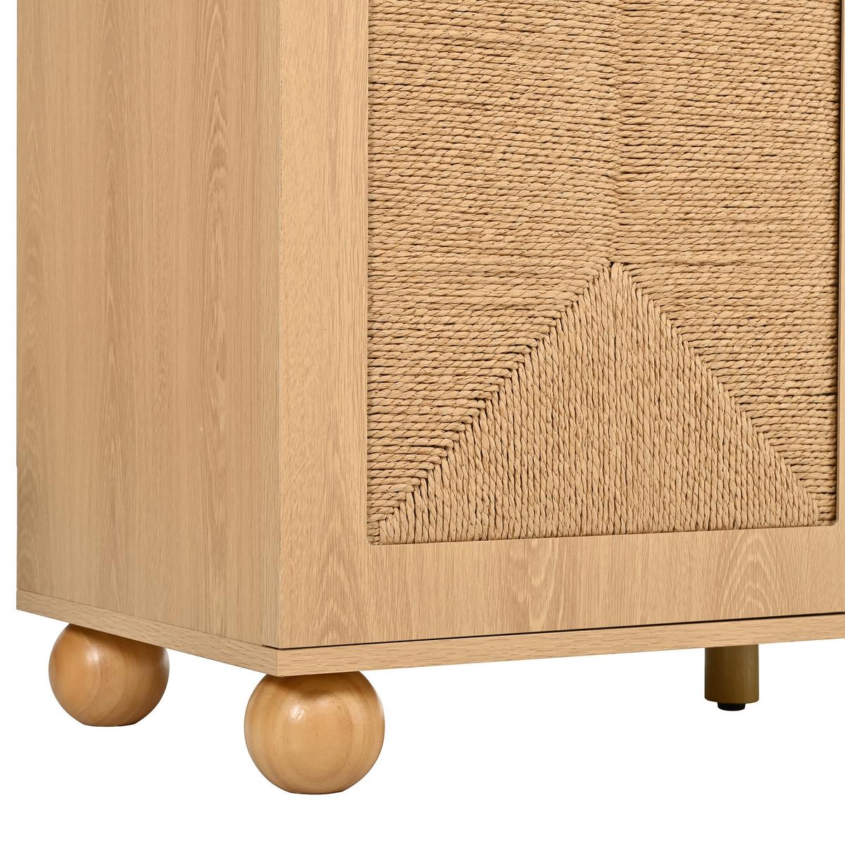 SIDEBOARD Naturholzoptik 140cm mit Seilgeflecht 2 Türen & 3 Schubladen - Naturfarben, Holzwerkstoff (140/80/40cm) - Urban Meuble