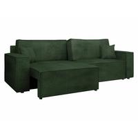 SCHLAFSOFA Karl Cord mit L-Funktion - Schwarz/Grün, Holz/Kunststoff (245/82/139cm) - MIRJAN24
