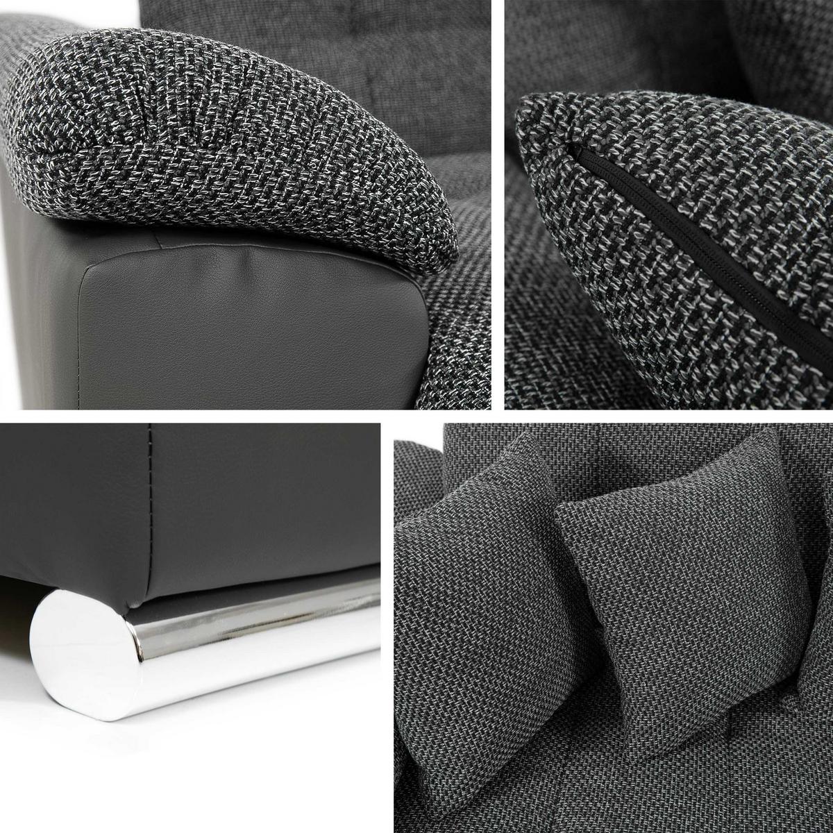 WOHNLANDSCHAFT Niko Bis, Seite: Rechts - Champagner, Holz/Textil (348/76/205cm) - MIRJAN24