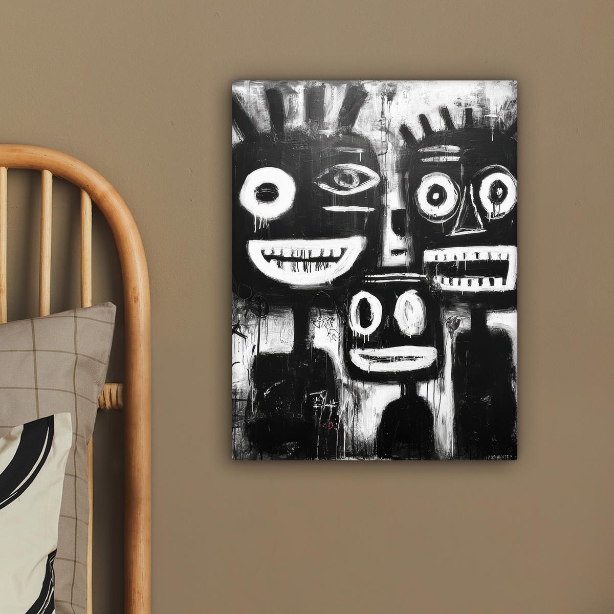 LEINWANDBILD Malerei - Figuren - Schwarz - Abstrakt Room Decor 30x40 cm - Schwarz, Textil (30/40cm) - MuchoWow