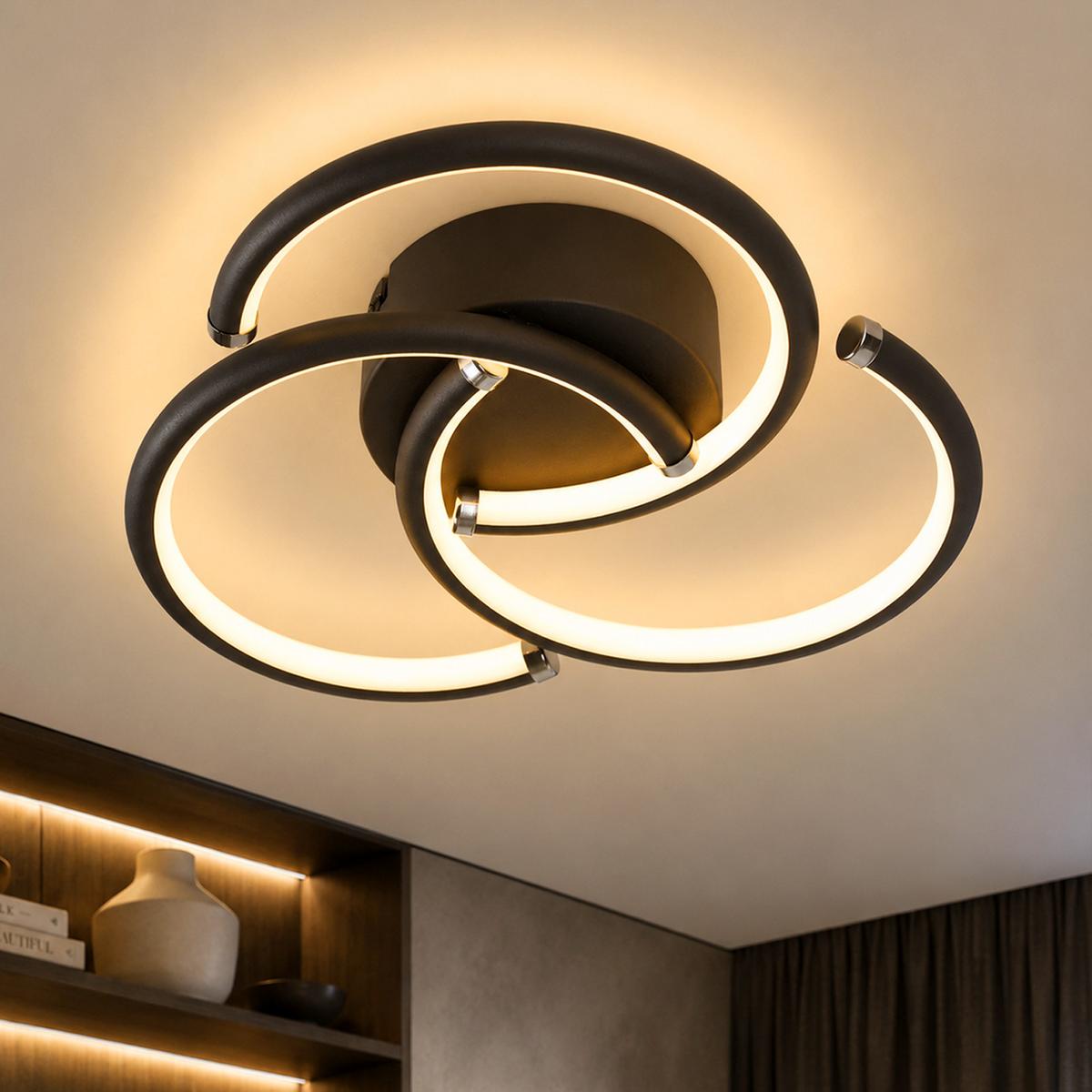 LED DECKENLEUCHTE Zyrvin 24/23.5/5.2 cm - Schwarz, Kunststoff/Metall (24/23.5/5.2cm) - ZMH