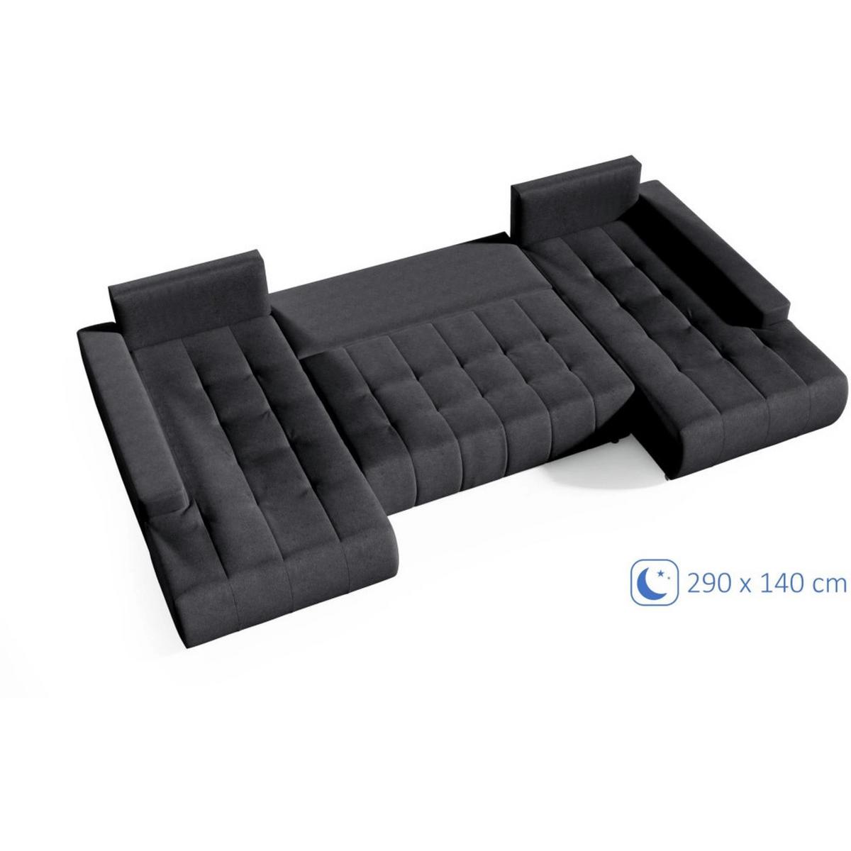 WOHNLANDSCHAFT Draco U Anthrazit - Anthrazit/Silberfarben, Textil/Metall (350/85/185cm) - Beautysofa