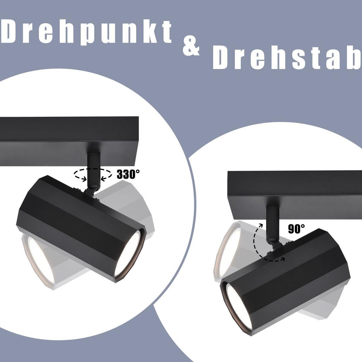 DECKENSTRAHLER Blendend 10.5/5.9/53cm - Schwarz, Metall (10.5/5.9/53cm) - ZMH