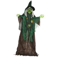 HALLOWEEN-HEXE 183cm Halloween Dekoration mit LED-Leuchte, Soundfunktion - Multicolor, Kunststoff (18/183/60cm) - HOMCOM