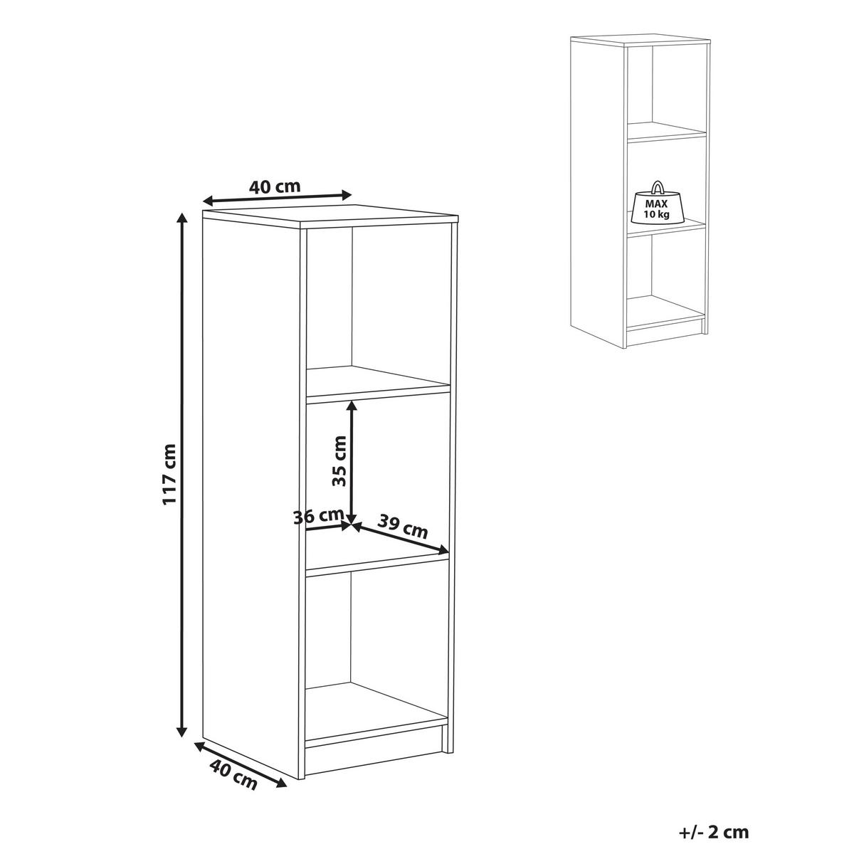 BÜCHERREGAL mit 3 Ebenen 117 cm Schwarz Zehna - Schwarz, Holzwerkstoff (40/117/40cm) - Beliani