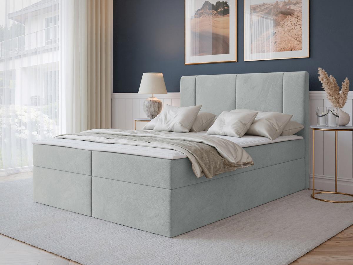 BOXBETT Michelle 160x200 - H3 - Hellgrau/Schwarz, Holzwerkstoff/Kunststoff (160/200cm) - MIRJAN24