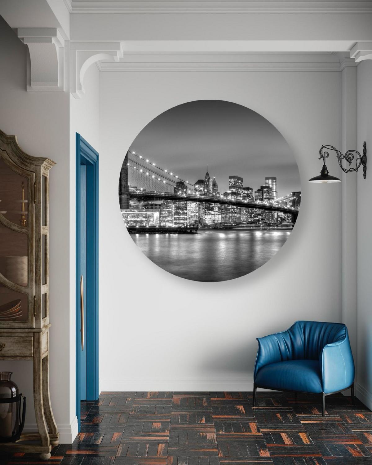RUNDES BILD Schwarz 40/40 cm - Schwarz/Weiß, Textil (40/40cm) - KUNSTLOFT