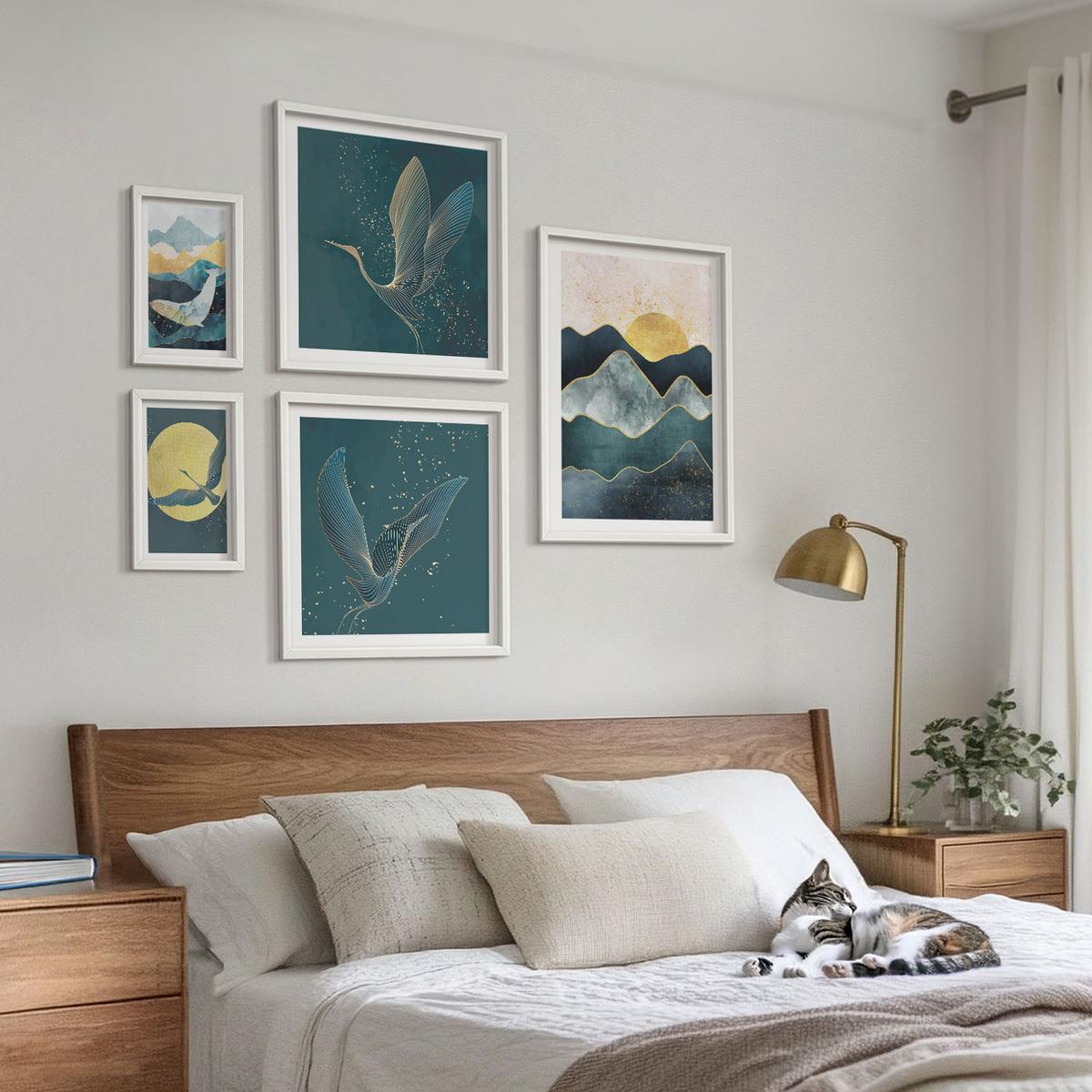 BILDER SET 5er Set - 50x50 cm & 20x30 cm & 40x60 cm Weißer Rahmen - Familie, Liebe, Wärme, Zuhause - Weiß, Kunststoff (40/60cm) - TULUP