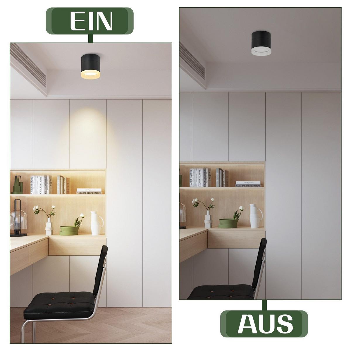 AUFBAULEUCHTE Aalen II 8.3/8.3/8.5cm - Schwarz, Metall (8.3/8.3/8.5cm) - Nettlife