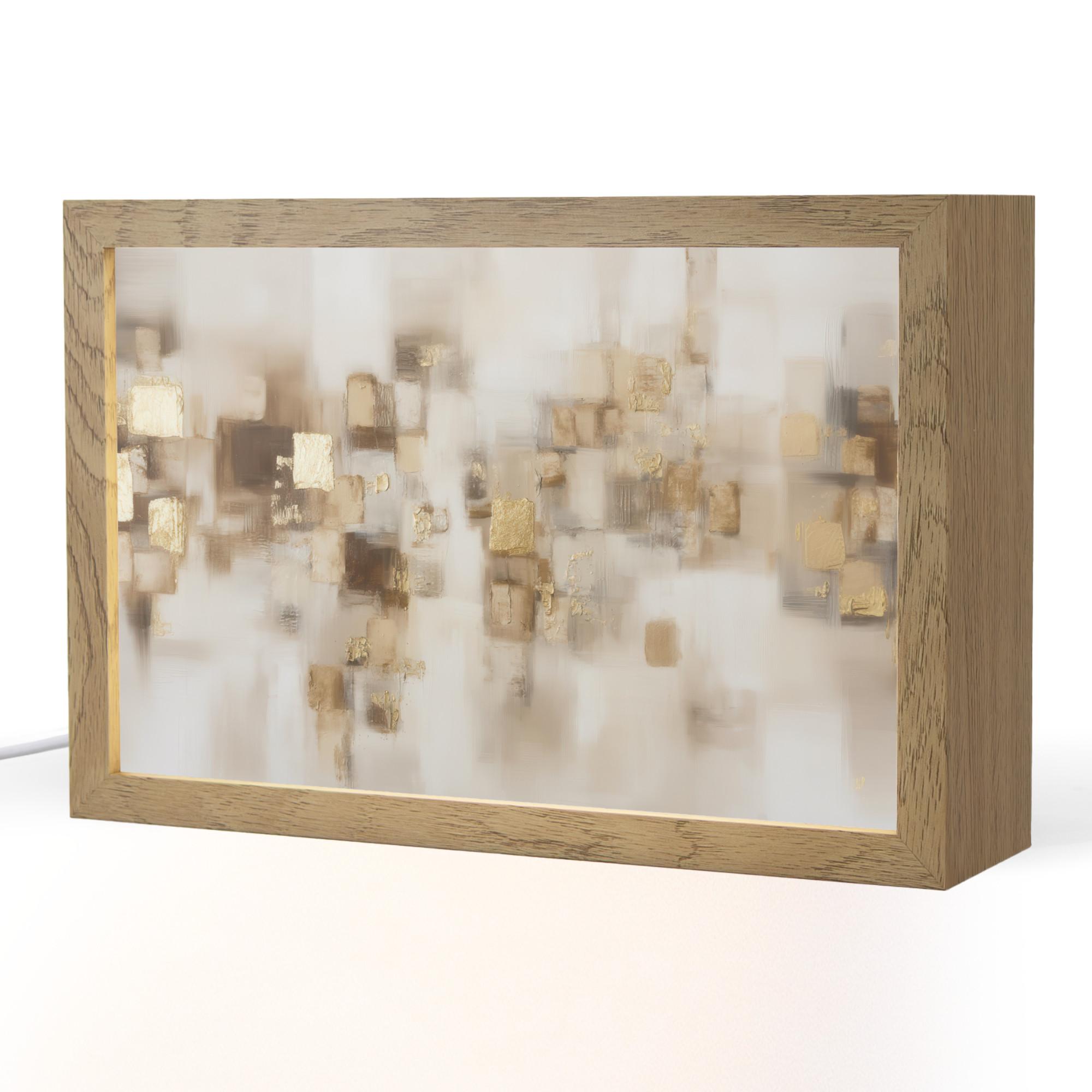 TISCHLEUCHTE Abstrakte Quadrate - Erdtöne - Neblig 30x20 cm - Birnbaumfarben, Holzwerkstoff (8/30/20cm) - OnlyWow