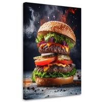 LEINWANDBILD Burger-Food-Restaurant 40x60cm - Braun, Textil (40/60cm) - Feeby