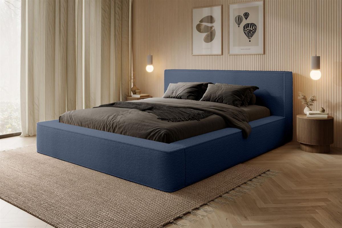 POLSTERBETT Omaha In Euphoria - Blau, Holzwerkstoff/Textil (160/200cm) - Fun Möbel
