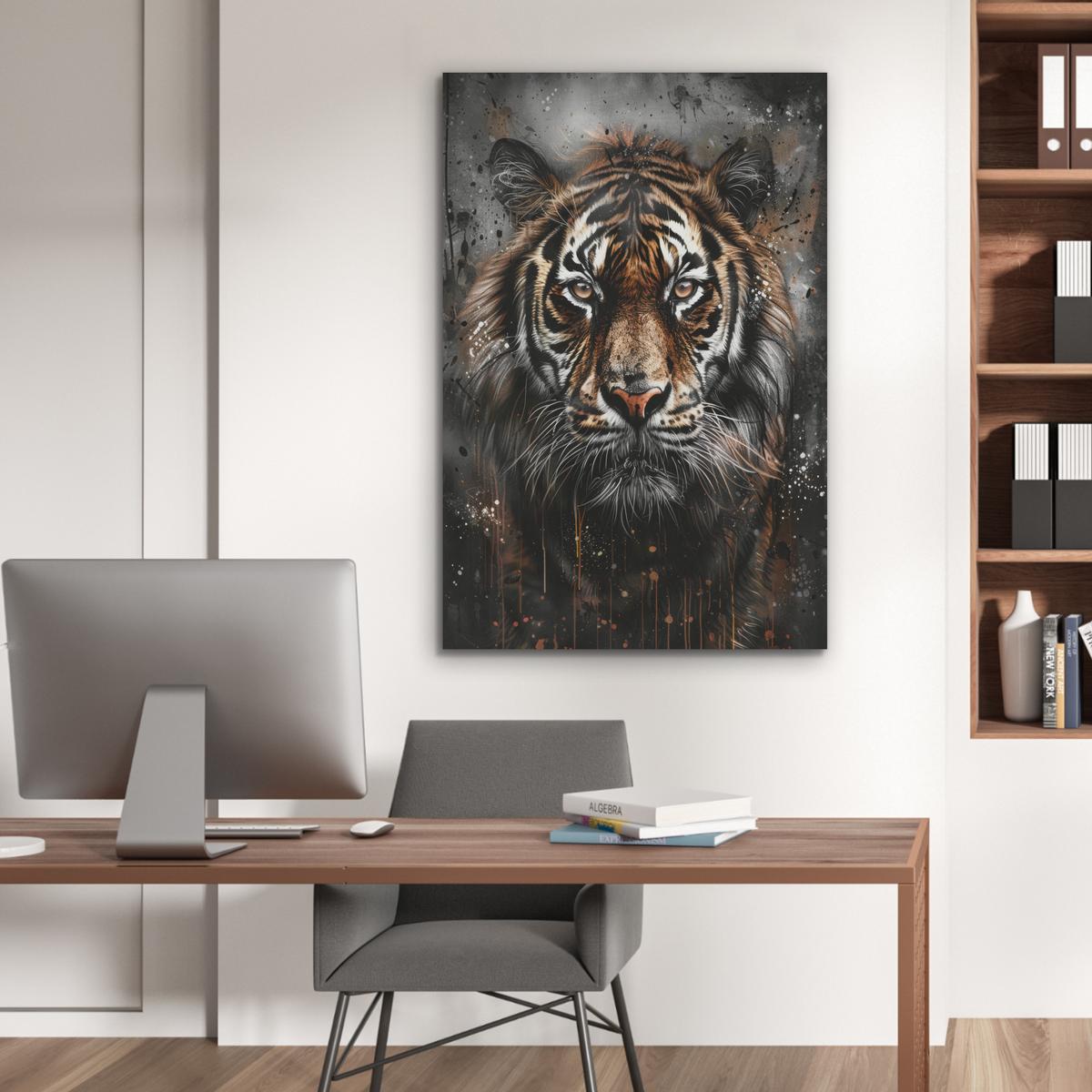AKUSTIKBILD Tiger - Tiere - Porträt - Luxus - Schwarz Wanddeko 70x100 cm - Braun, Kunststoff (70/100/0.9cm) - MuchoWow
