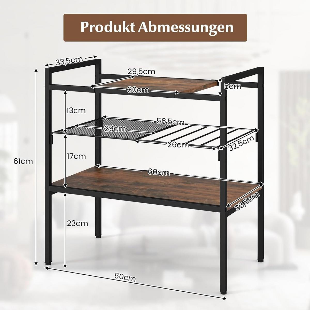 BEISTELLTISCH 61cm Metall - Alteiche, Metall (34/60/61cm) - COSTWAY