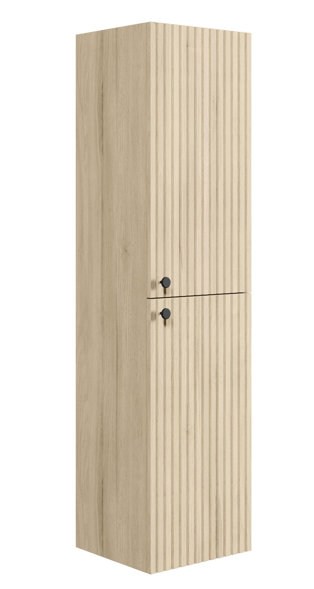 BADEZIMMERSCHRANK Saros mit 2 Türe Eiche Hell - 35 x 32 x 140 cm - Kastanienfarben/Eichefarben, Holz (35/140/32cm) - Badplaats