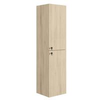 BADEZIMMERSCHRANK Saros mit 2 Türe Eiche Hell - 35 x 32 x 140 cm - Kastanienfarben/Eichefarben, Holz (35/140/32cm) - Badplaats