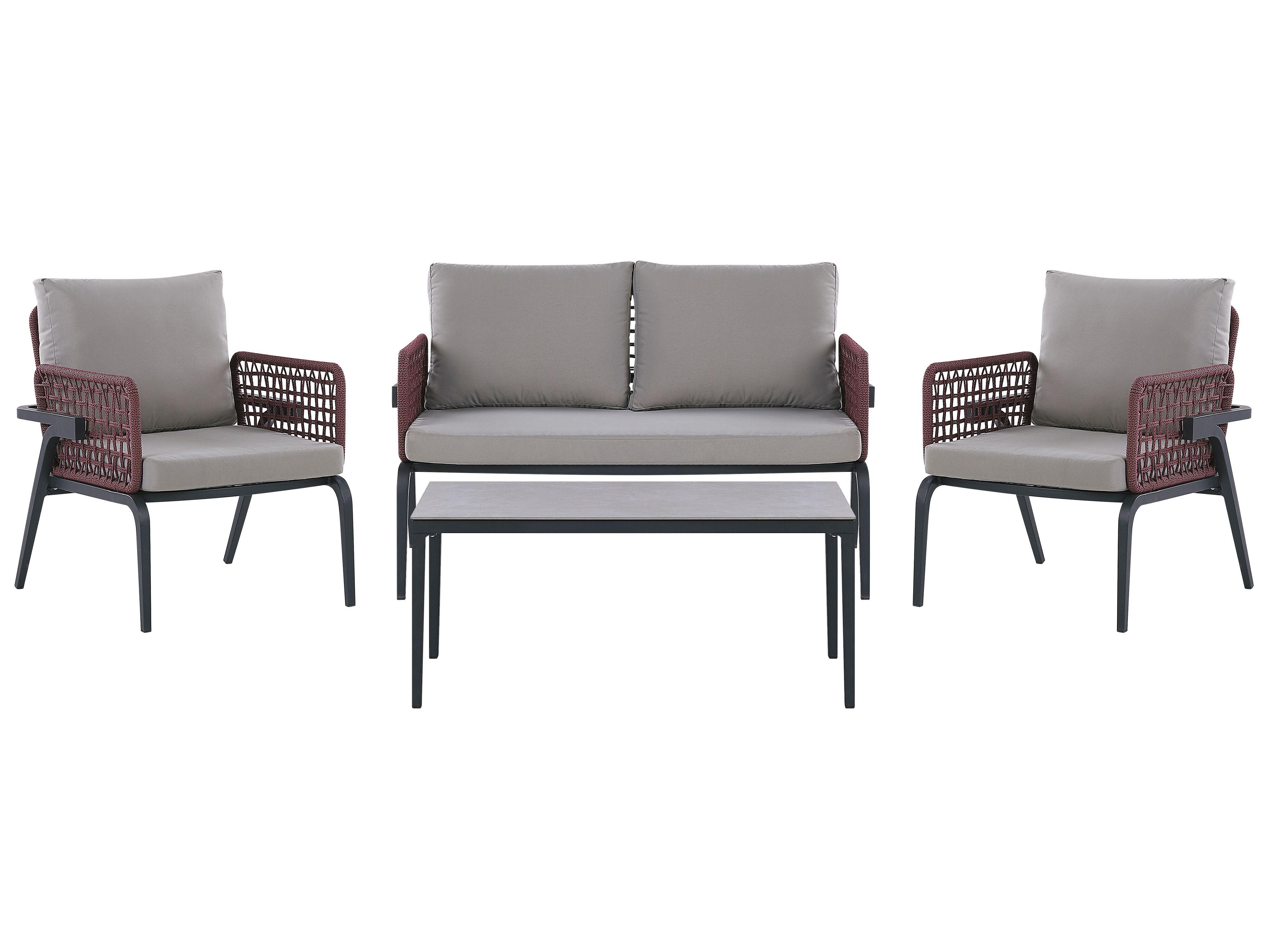 LOUNGE-SET 4-Sitzer grau Sciacca - Grau, Metall - Beliani