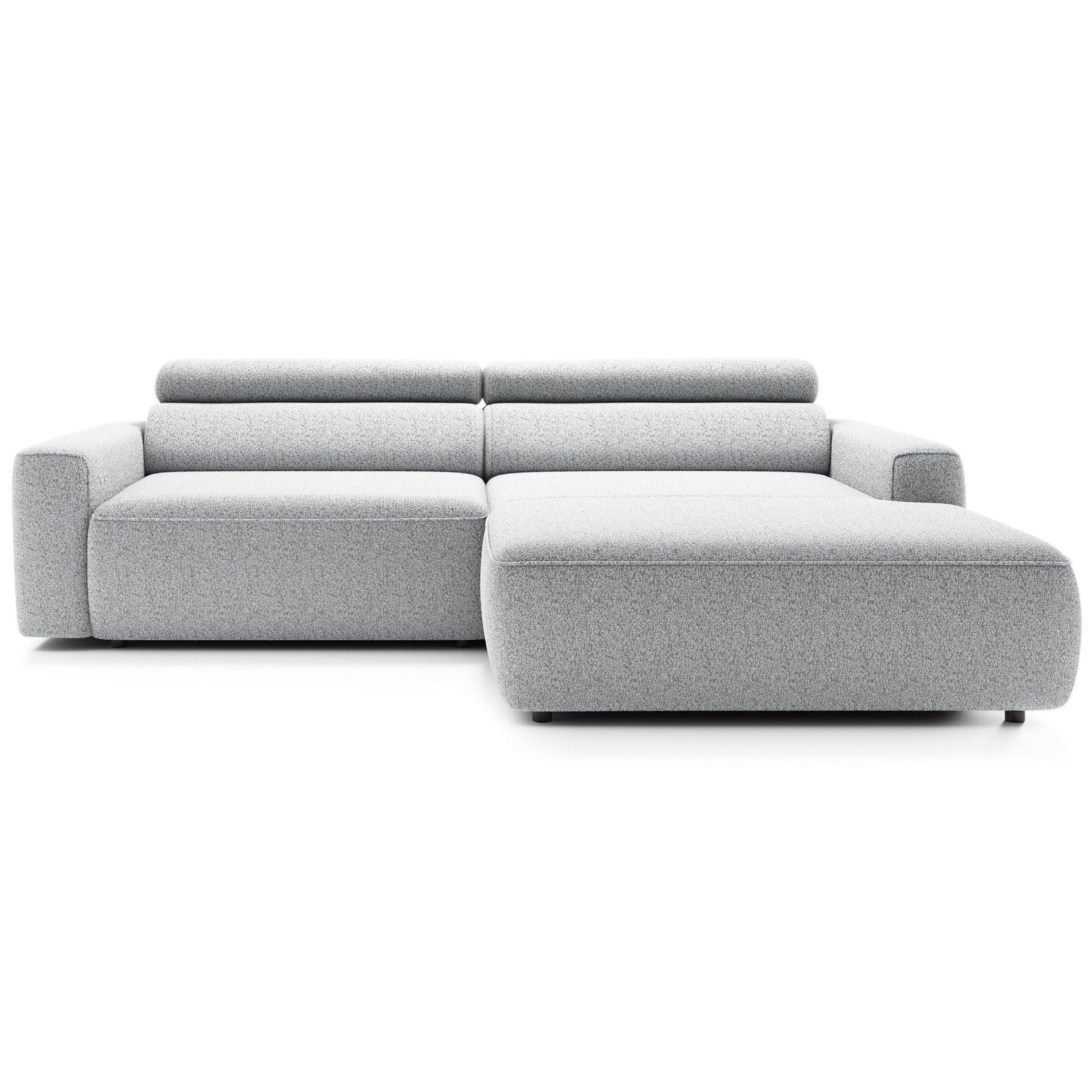 ECKSOFA Fando mit Schlaffunktion, L-Form, 4-Sitzer 252 cm, rechts Flechtstoff Hellgrau - Hellgrau/Schwarz, Kunststoff/Textil (182/252cm) - Selsey