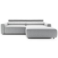 ECKSOFA Fando mit Schlaffunktion, L-Form, 4-Sitzer 252 cm, rechts Flechtstoff Hellgrau - Hellgrau/Schwarz, Holz/Kunststoff (182/252cm) - Selsey