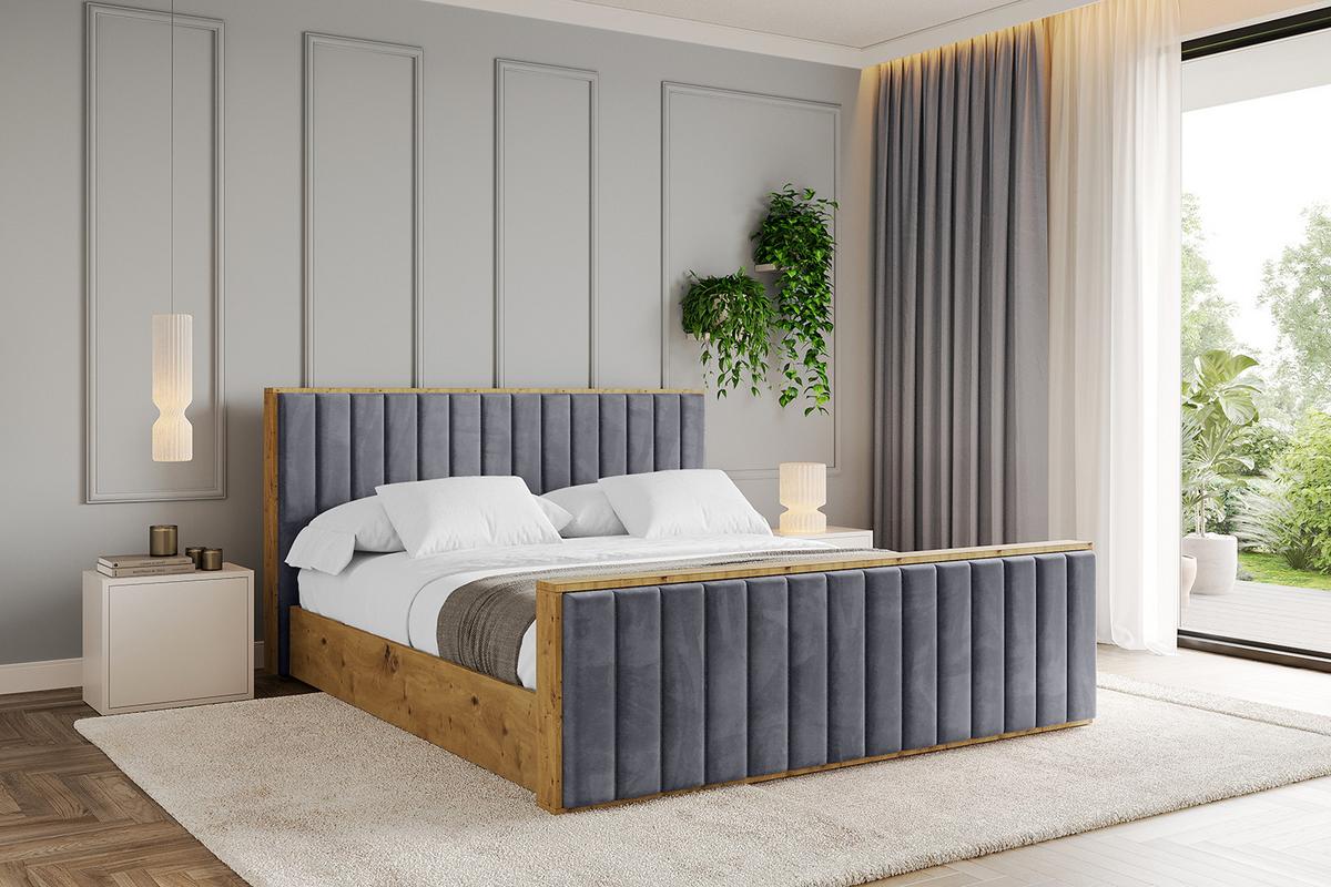 POLSTERBETT mit Bettkasten, Fußteil und Lattenrost, Boxbett mit Matratze H3/H4 - ENZO4-Z 180x200 Dunkelgrau - Dunkelgrau, Holzwerkstoff/Textil (180/200cm) - ALTDECOR